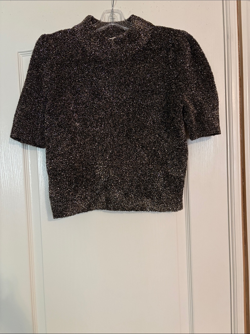 Kate Spade Beautiful Sparkle Knit Short-Sleeve Sweater - Black and Gold